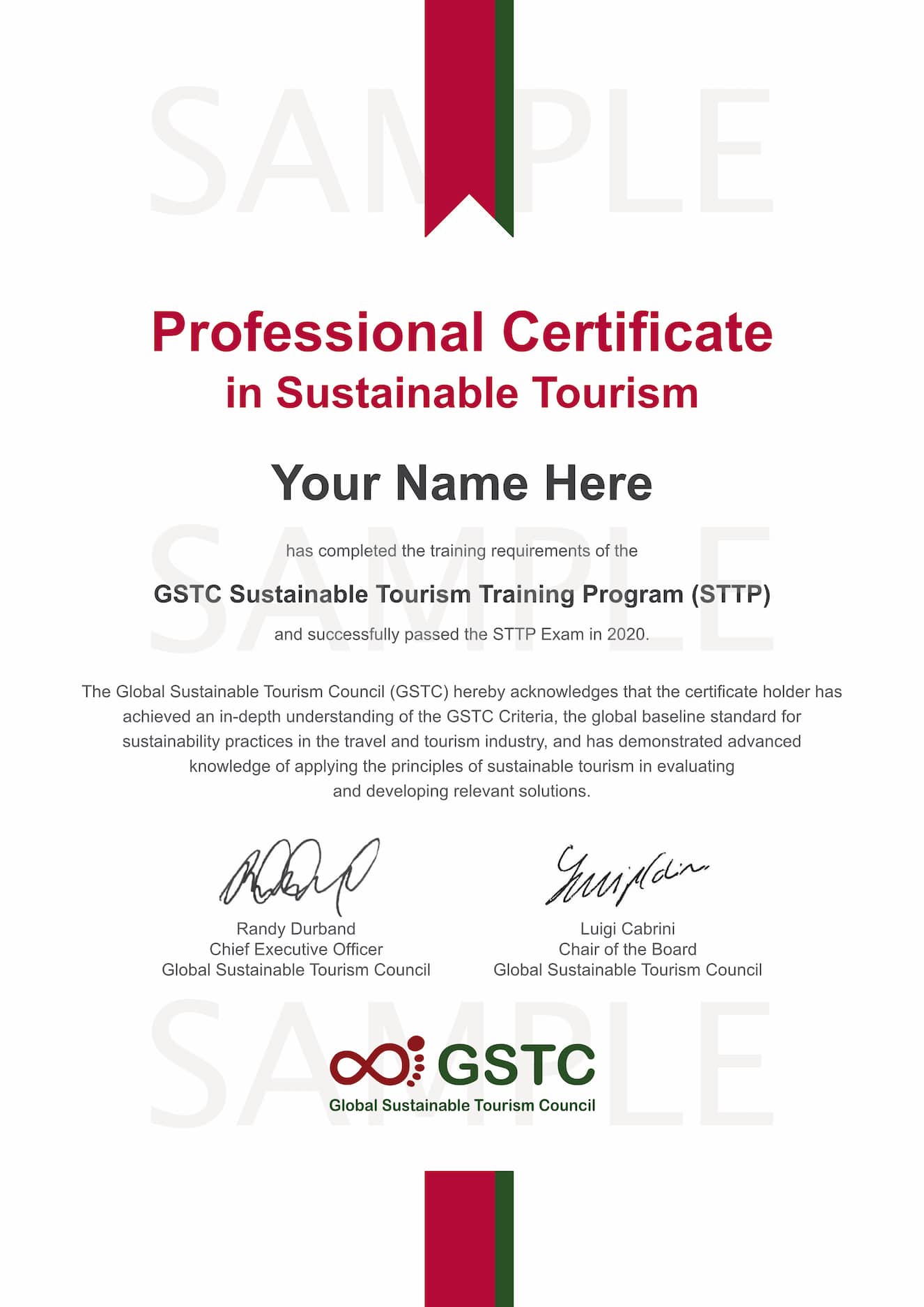 GSTC Certificate in Sustainable Tourism
