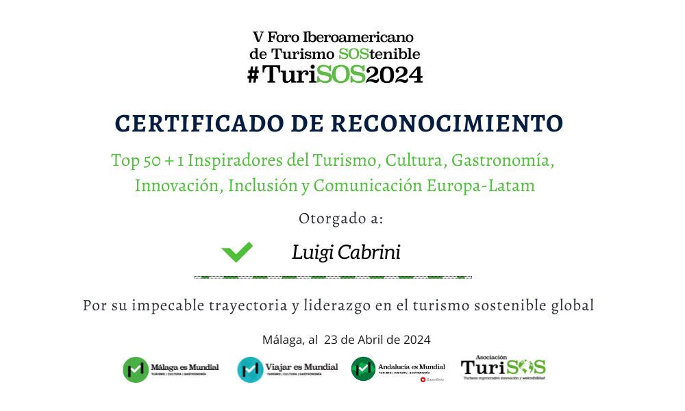 GSTC Chair Luigi Cabrini, Recognized at the Ibero-American Forum on ...